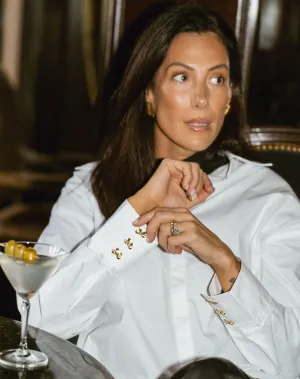 Emily Button Up Shirt with Bow Buttons