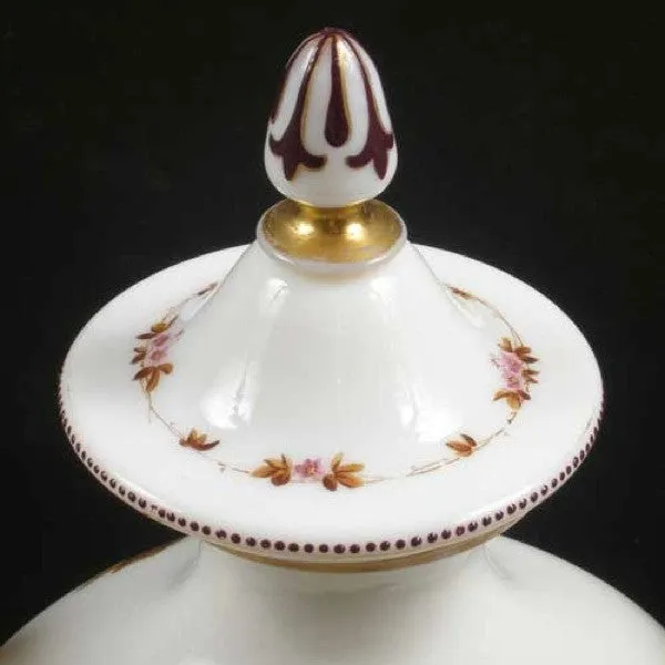 English Victorian Bristol Painted Glass Covered Urn