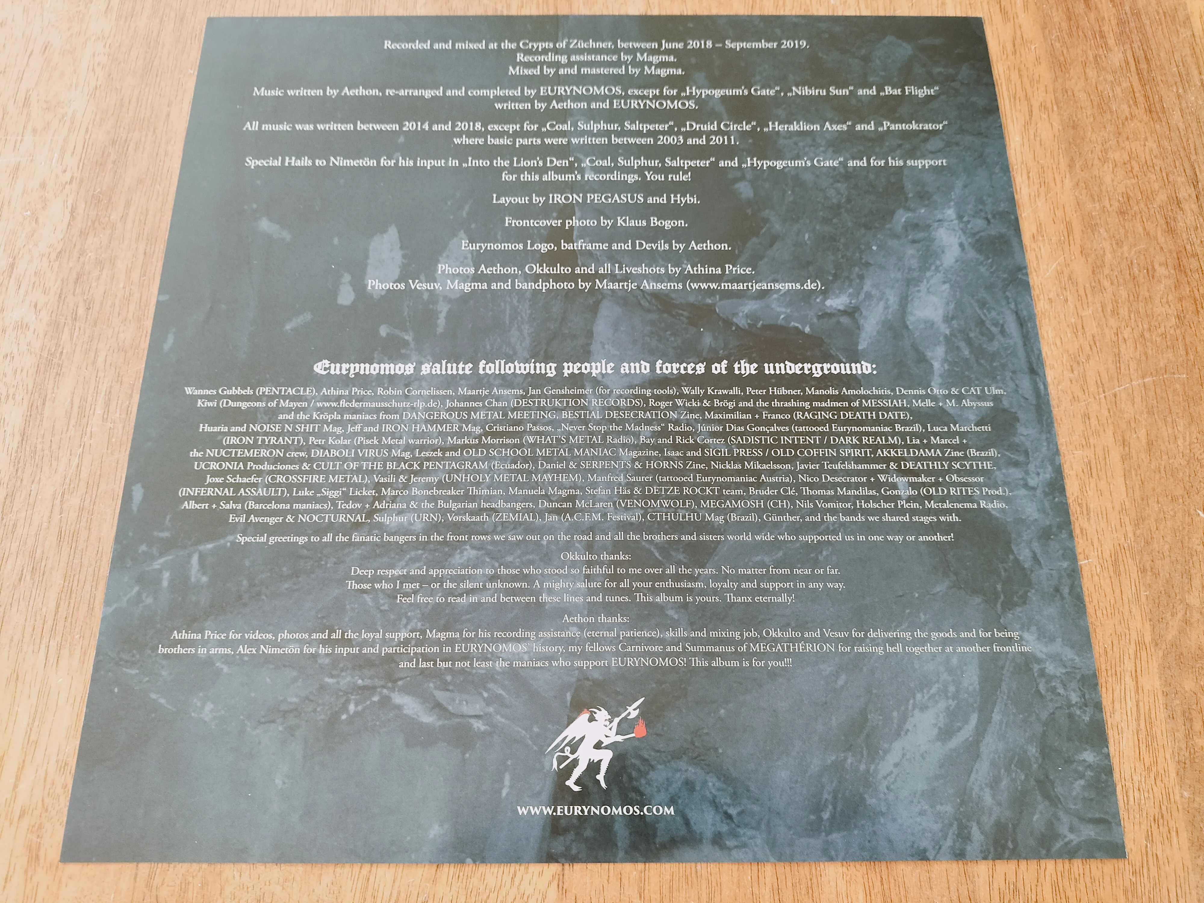 EURYNOMOS - From The Valleys Of Hades LP GATEFOLD