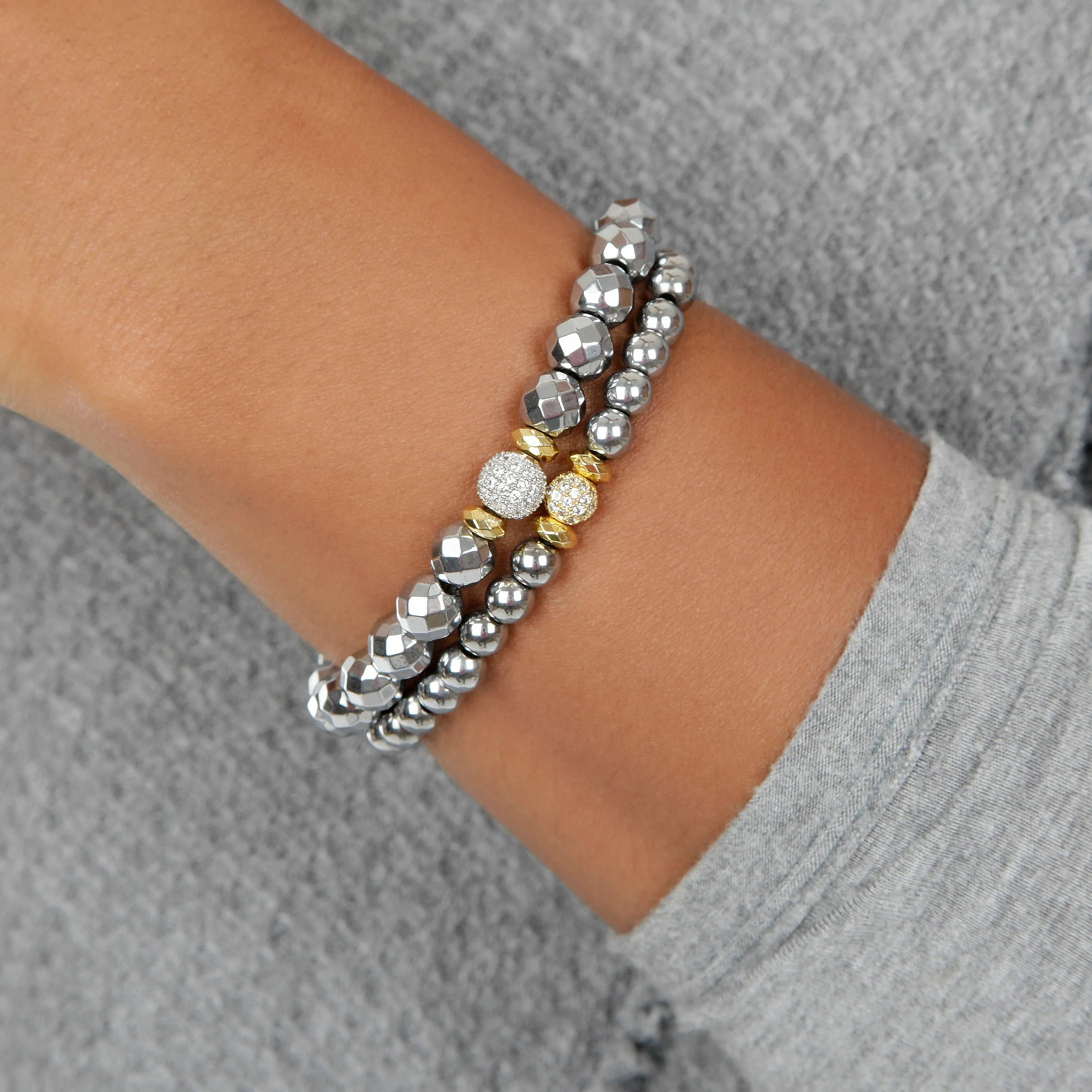 Expressions Bracelets - Mixed Metal Silver and Gold Beaded Bracelet