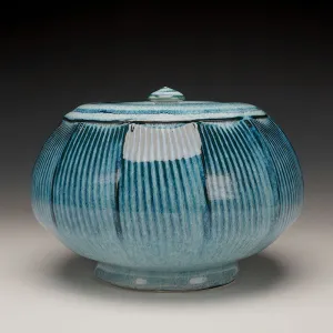 Faceted Jar Chun Glaze over Black Slip