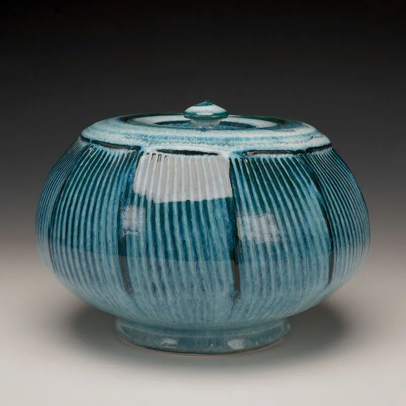 Faceted Jar Chun Glaze over Black Slip