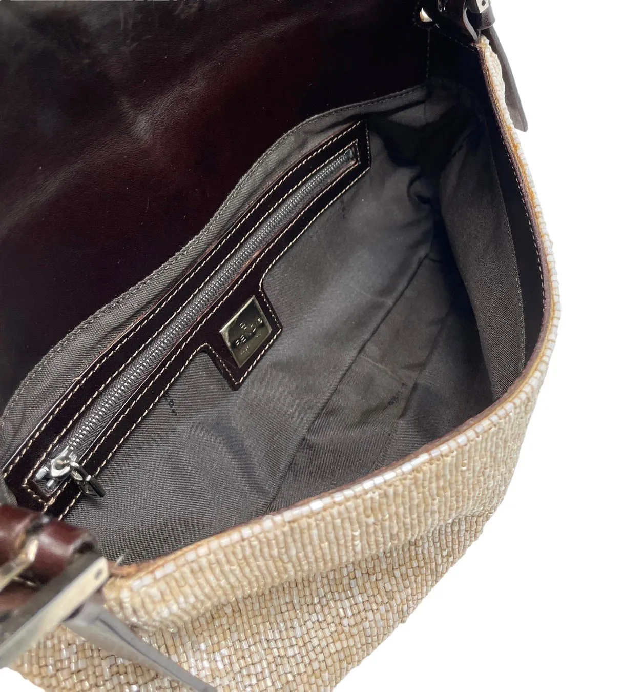 Fendi Beige Beaded Baguette