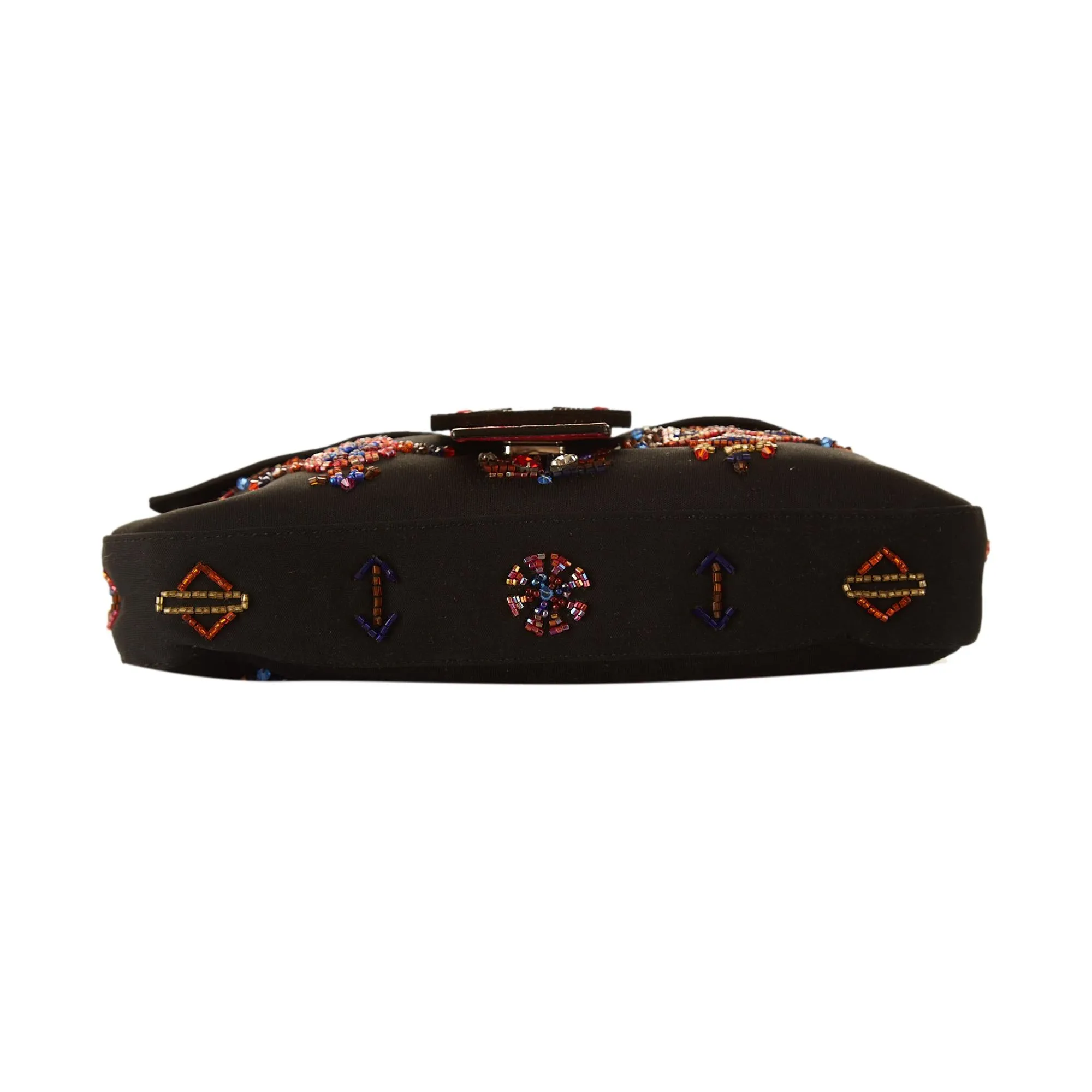 Fendi Black and Red Beaded Baguette