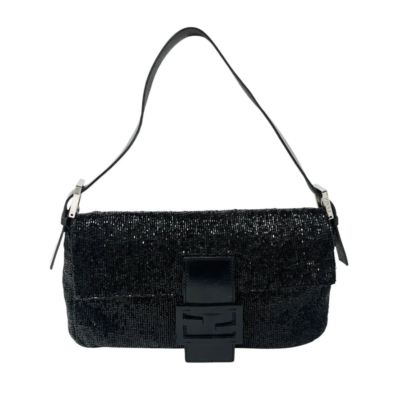 Fendi Black Beaded Baguette Bag