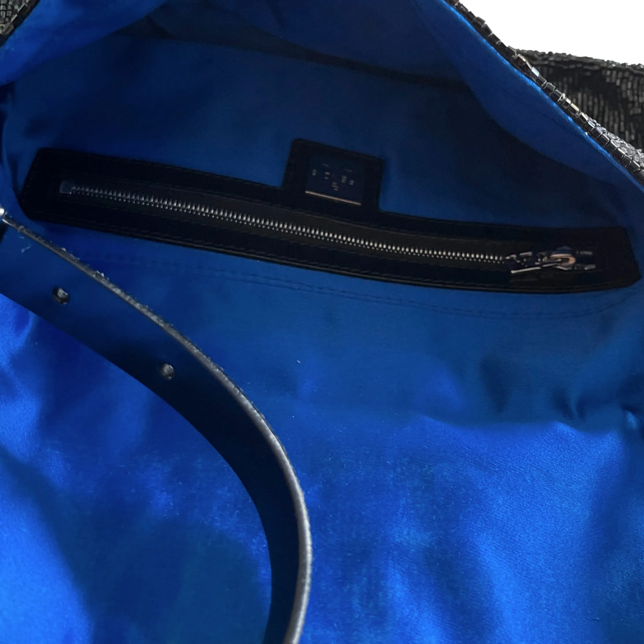 Fendi Black Beaded Baguette Shoulder Bag