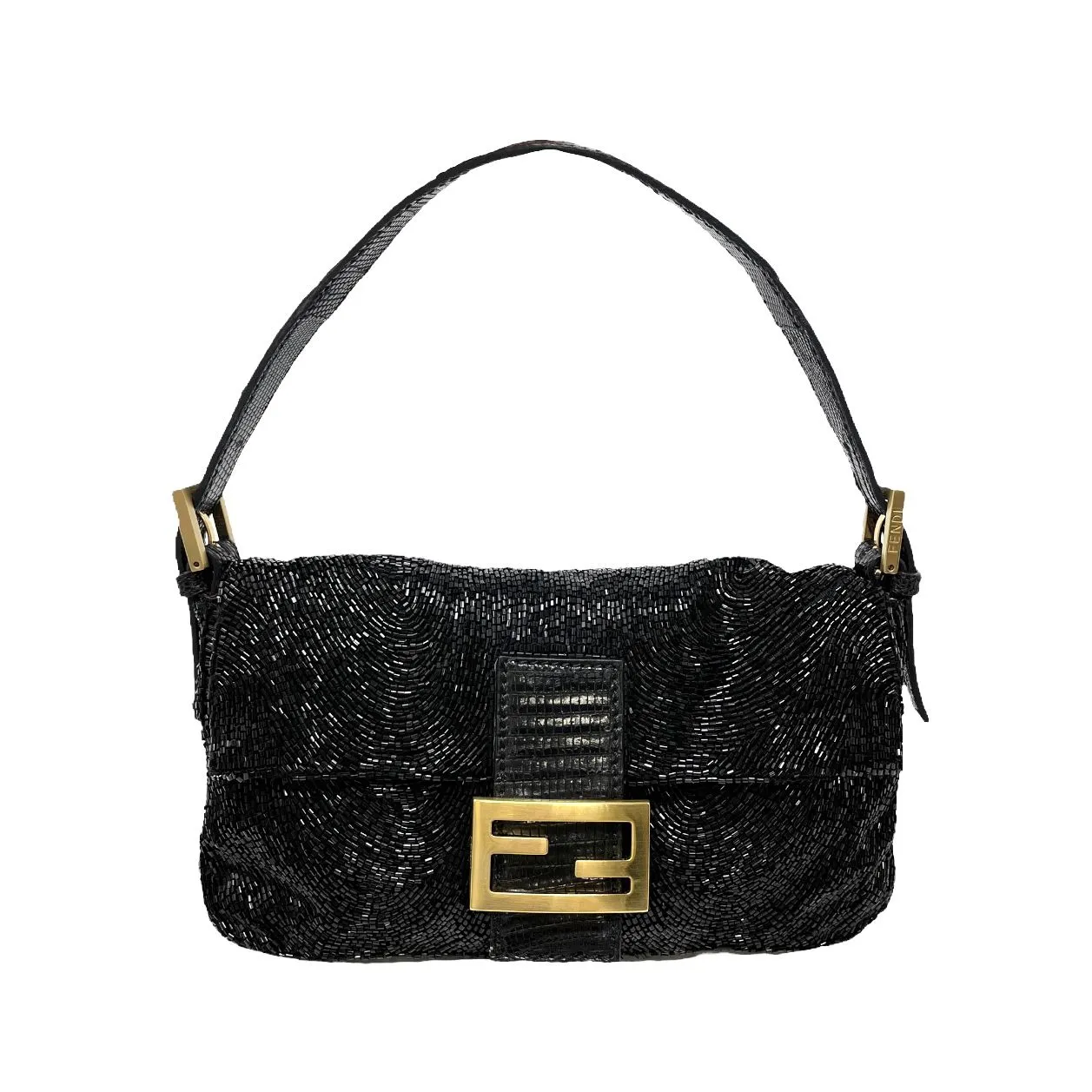 Fendi Black Beaded Baguette