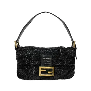 Fendi Black Beaded Baguette