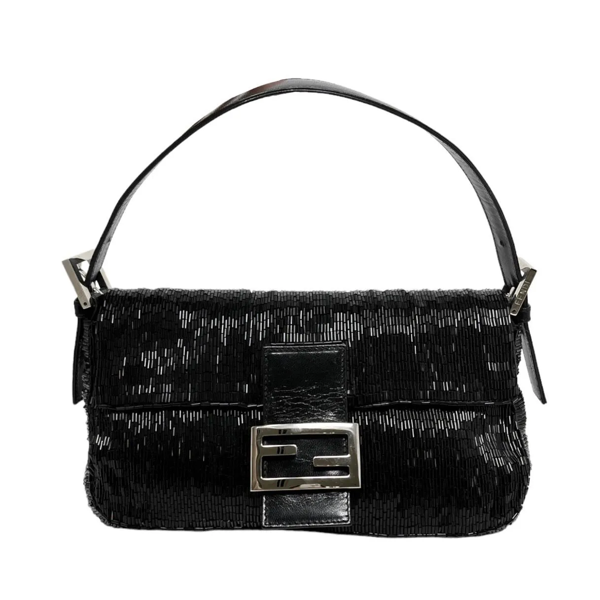 Fendi Black Beaded Baguette