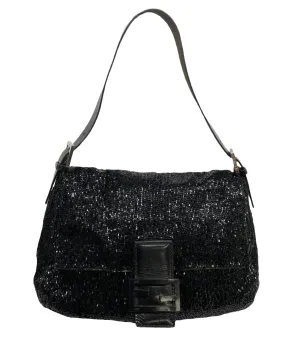 Fendi Black Beaded Baguette