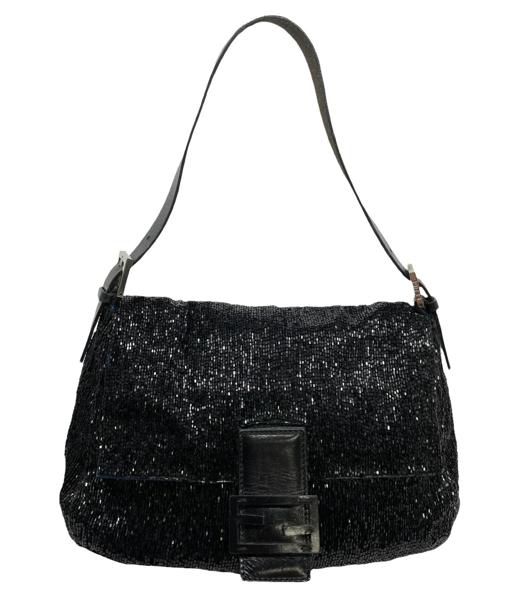 Fendi Black Beaded Baguette