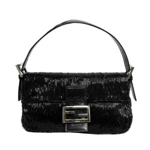 Fendi Black Beaded Baguette