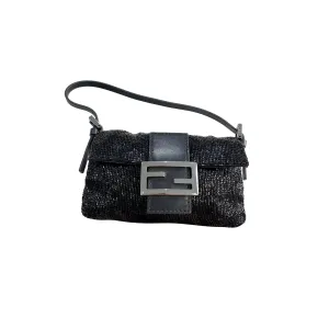Fendi Black Beaded Mini Baguette Bag