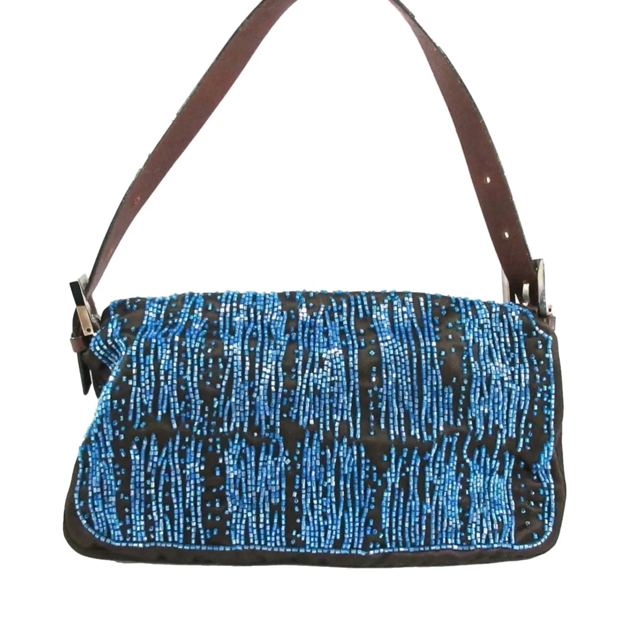 Fendi Blue Beaded Baguette Bag