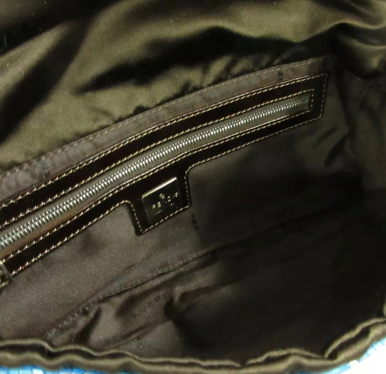 Fendi Blue Beaded Baguette Bag