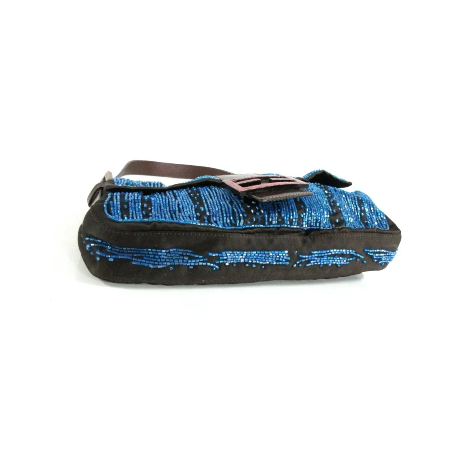 Fendi Blue Beaded Baguette Bag