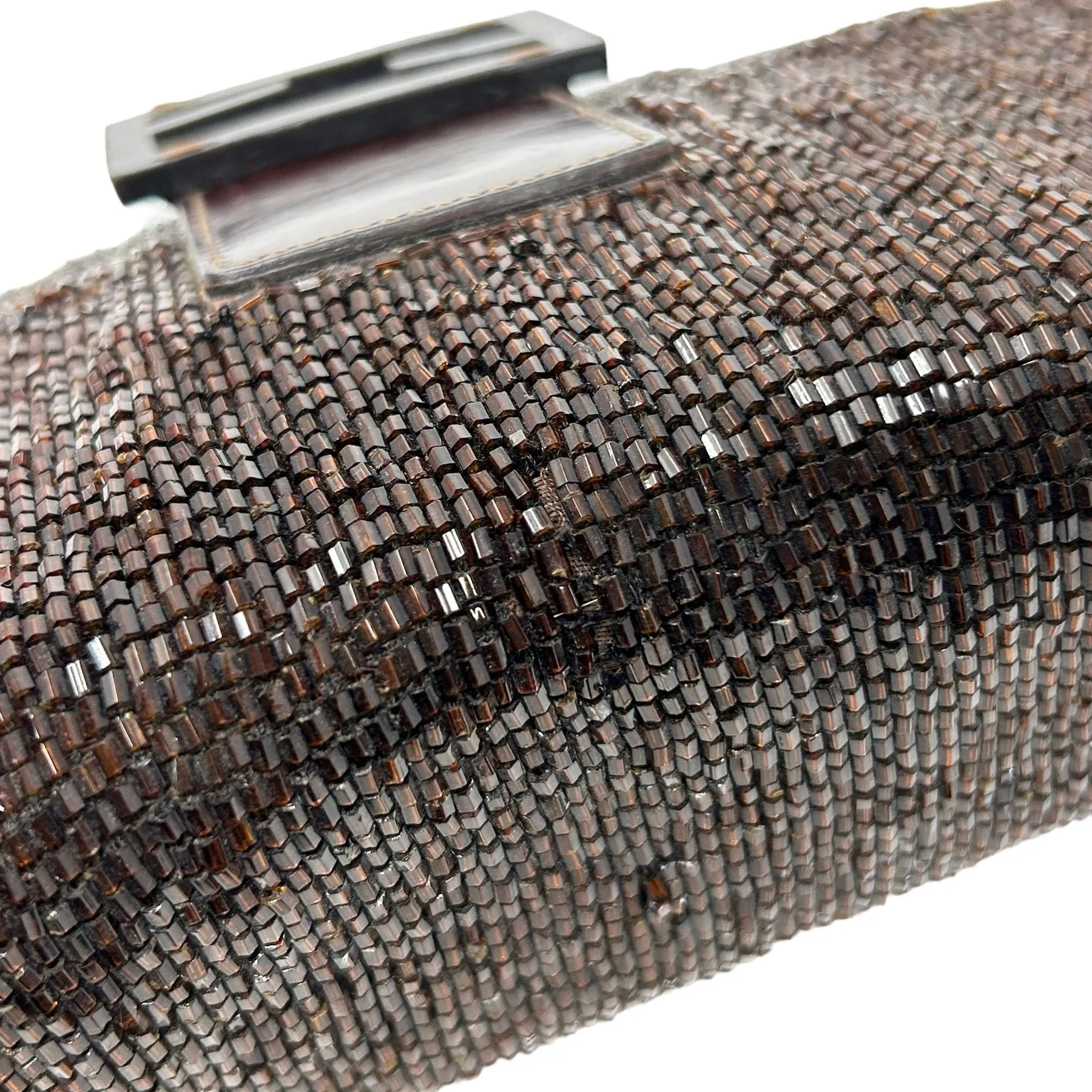 Fendi Brown Beaded Baguette Bag