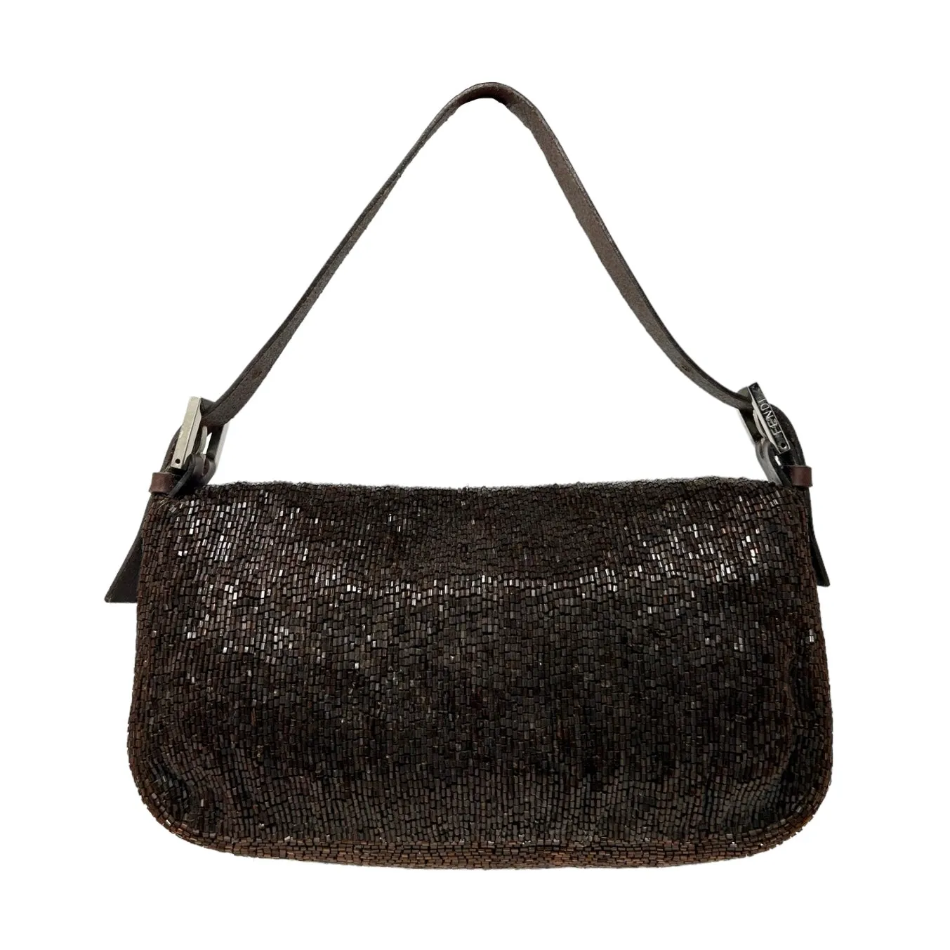Fendi Brown Beaded Baguette Bag