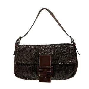 Fendi Brown Beaded Baguette Bag
