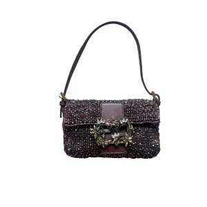 Fendi Brown Wooden Beaded Mini Baguette