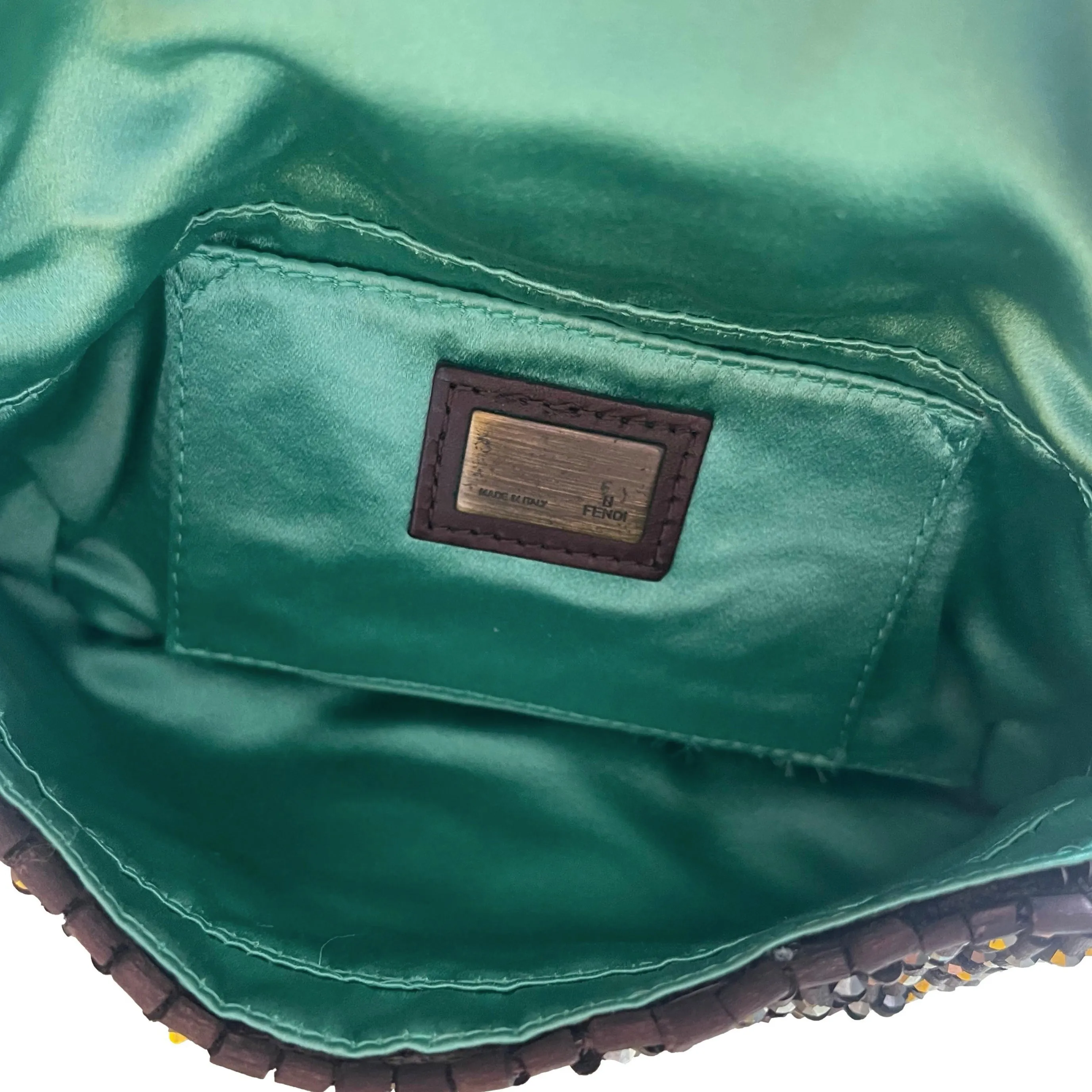 Fendi Brown Wooden Beaded Mini Baguette