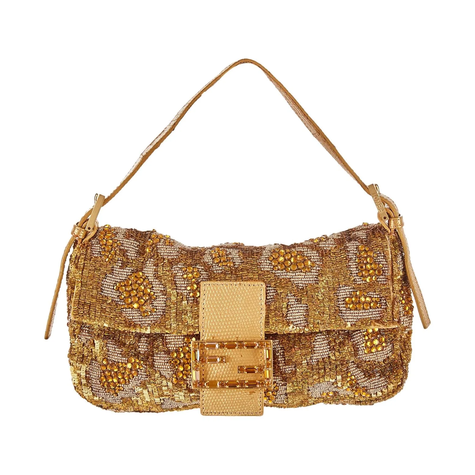 Fendi Gold Beaded   Sequin Baguette