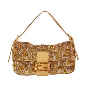Fendi Gold Beaded   Sequin Baguette
