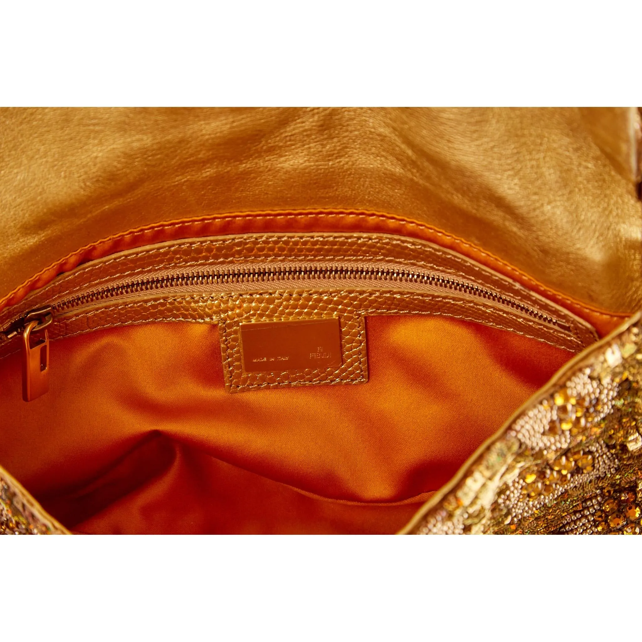 Fendi Gold Beaded   Sequin Baguette