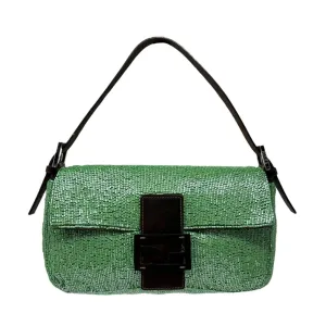 Fendi Green Beaded Baguette Bag