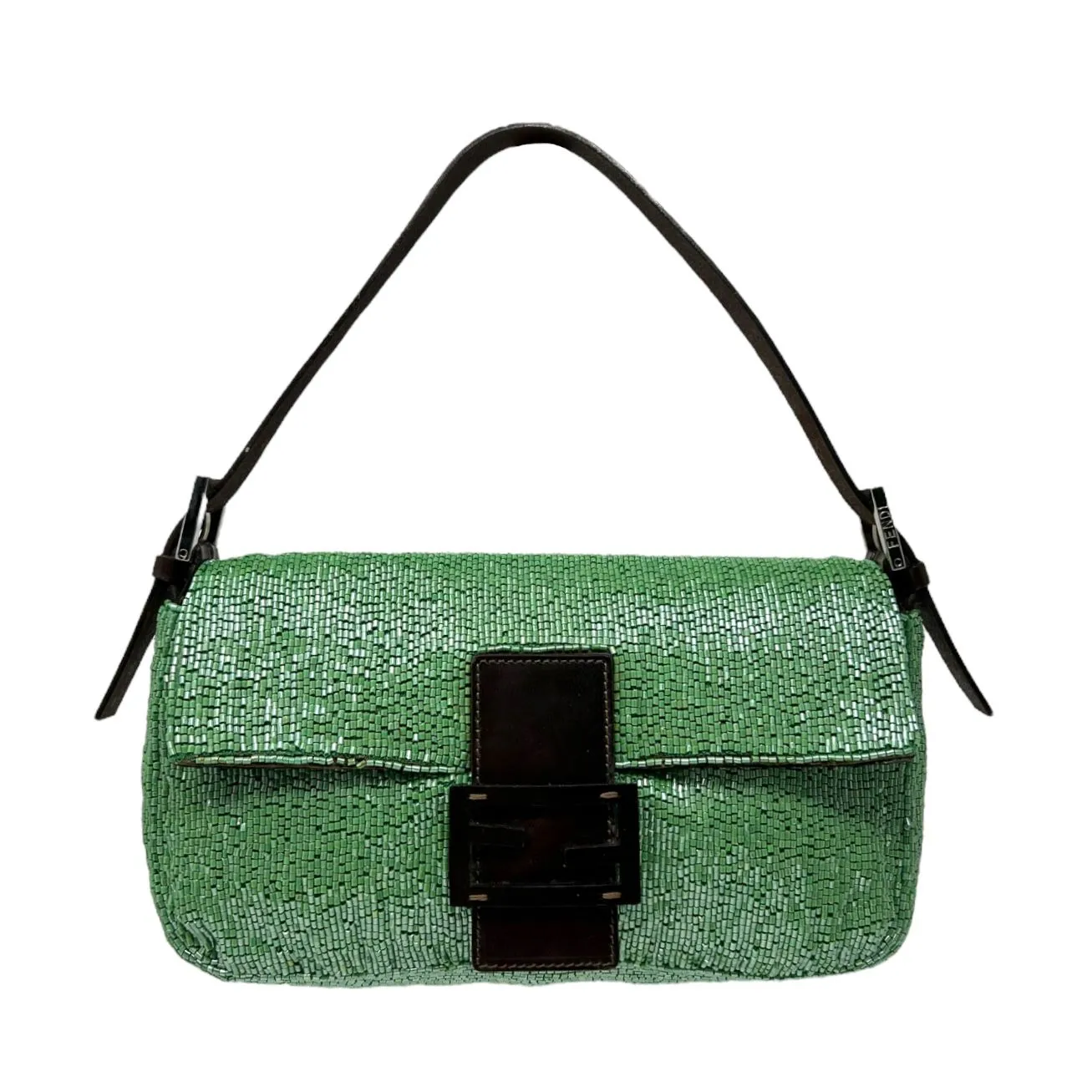 Fendi Green Beaded Baguette Bag