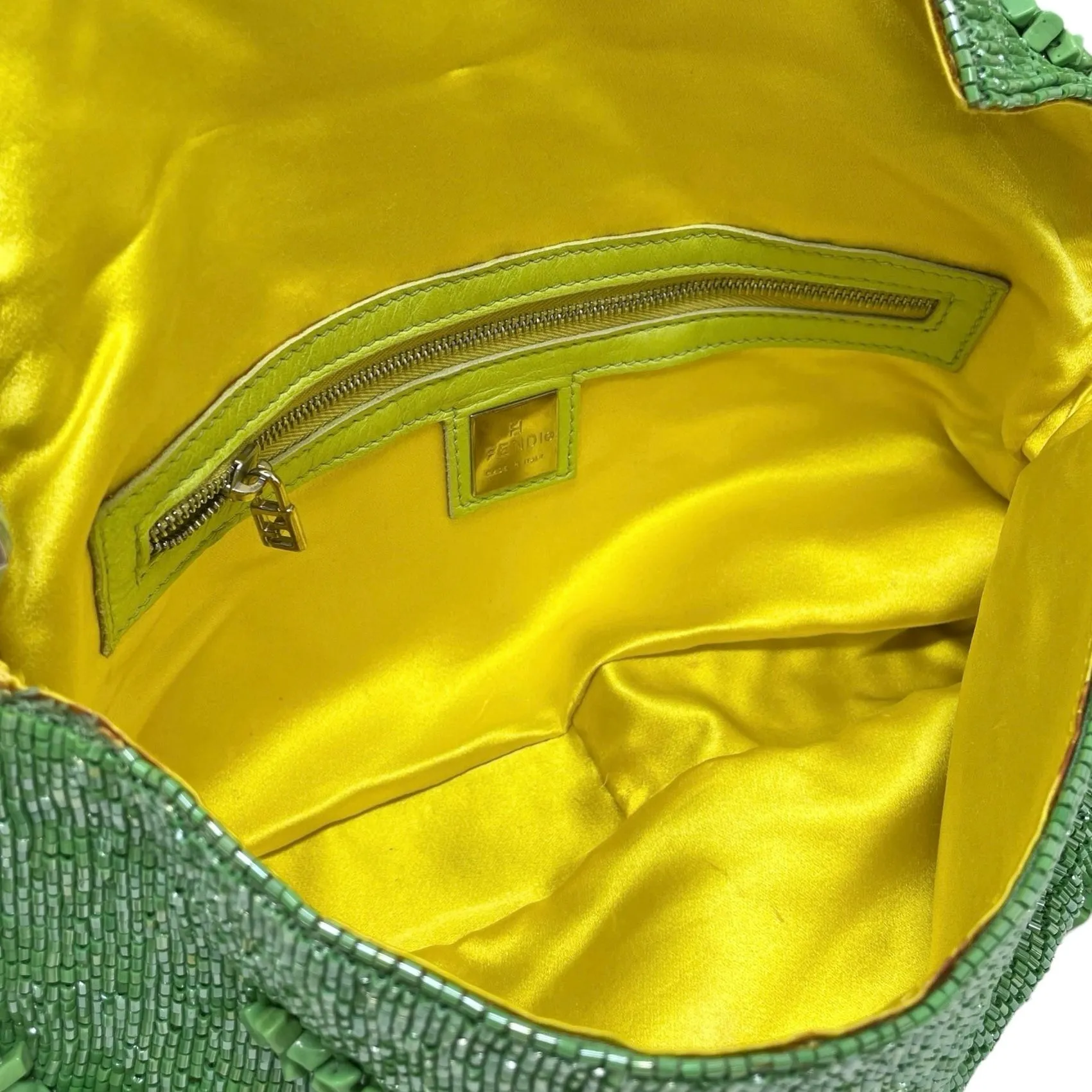 Fendi Green Beaded Rock Baguette Bag