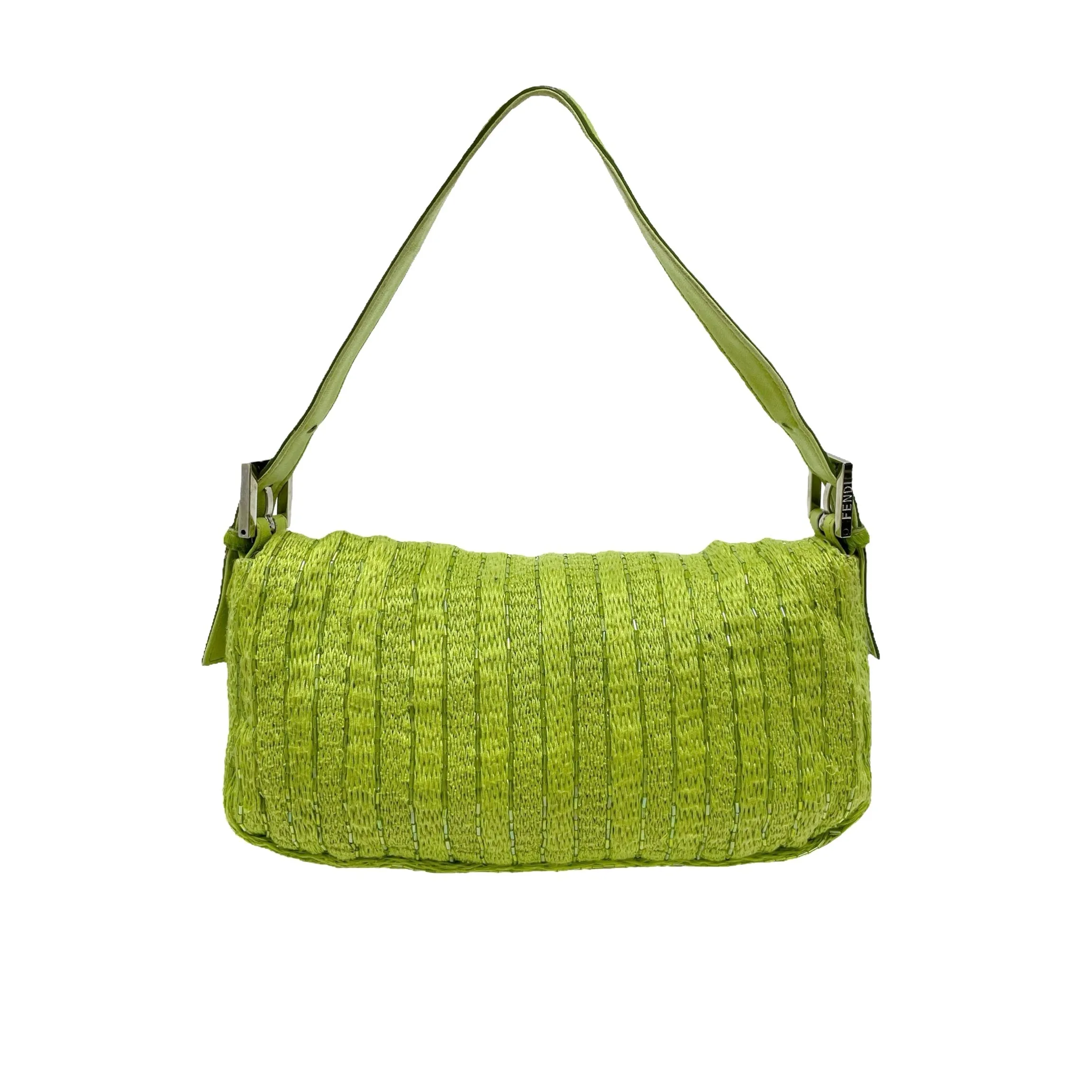 Fendi Lime Green Beaded Baguette Bag