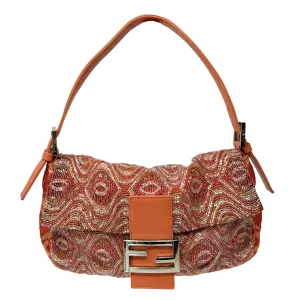 Fendi Orange Beaded Baguette Bag