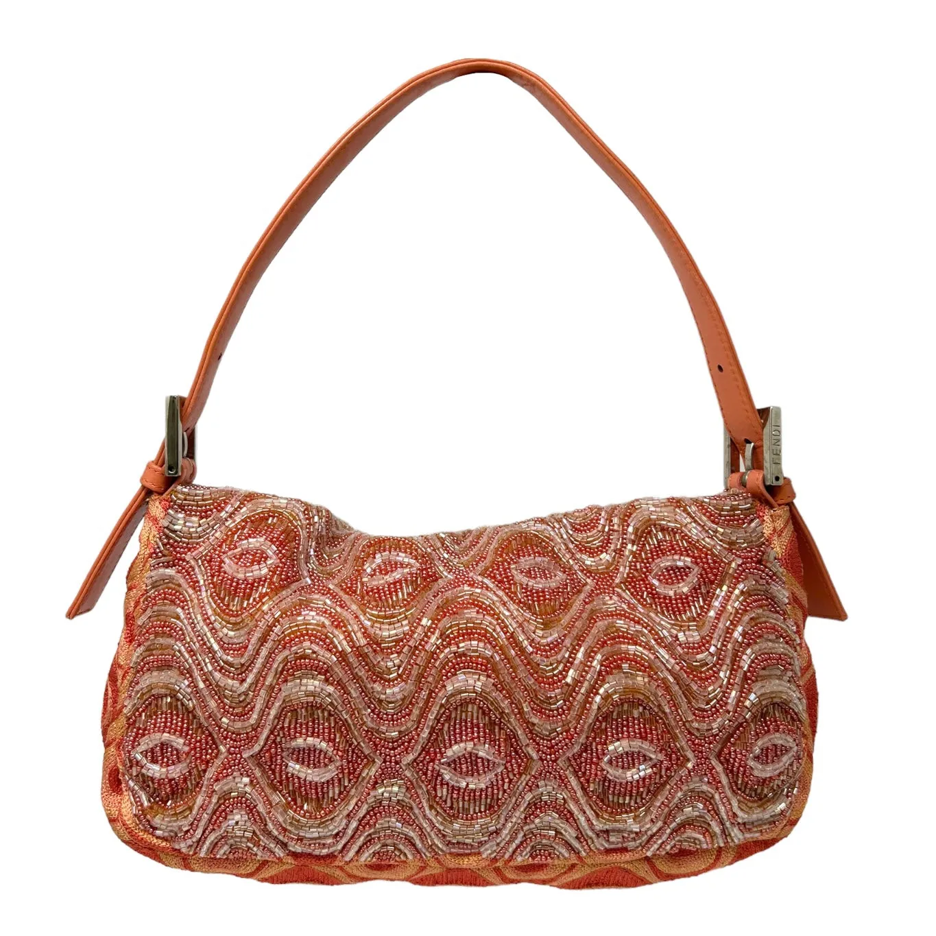Fendi Orange Beaded Baguette Bag