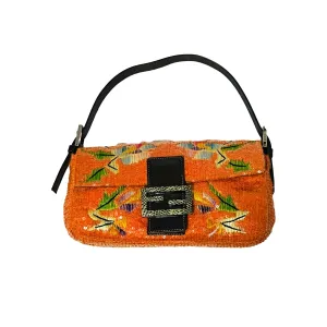 Fendi Orange Tropical Beaded Baguette