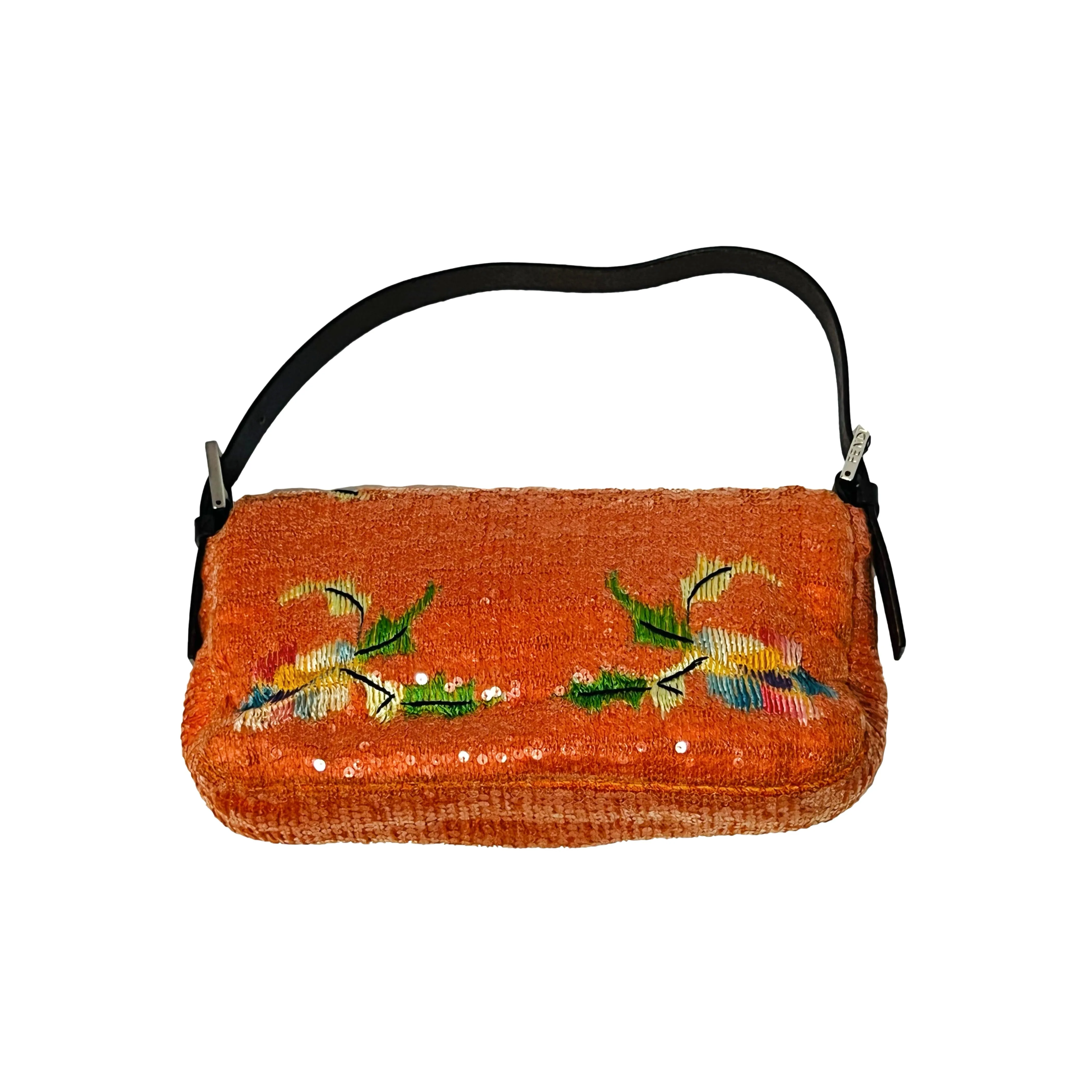Fendi Orange Tropical Beaded Baguette