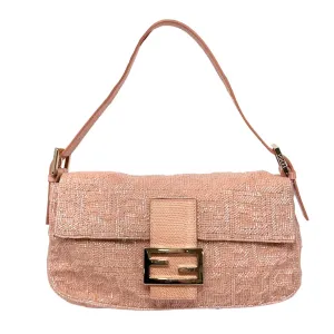 Fendi Peach Beaded Logo Baguette