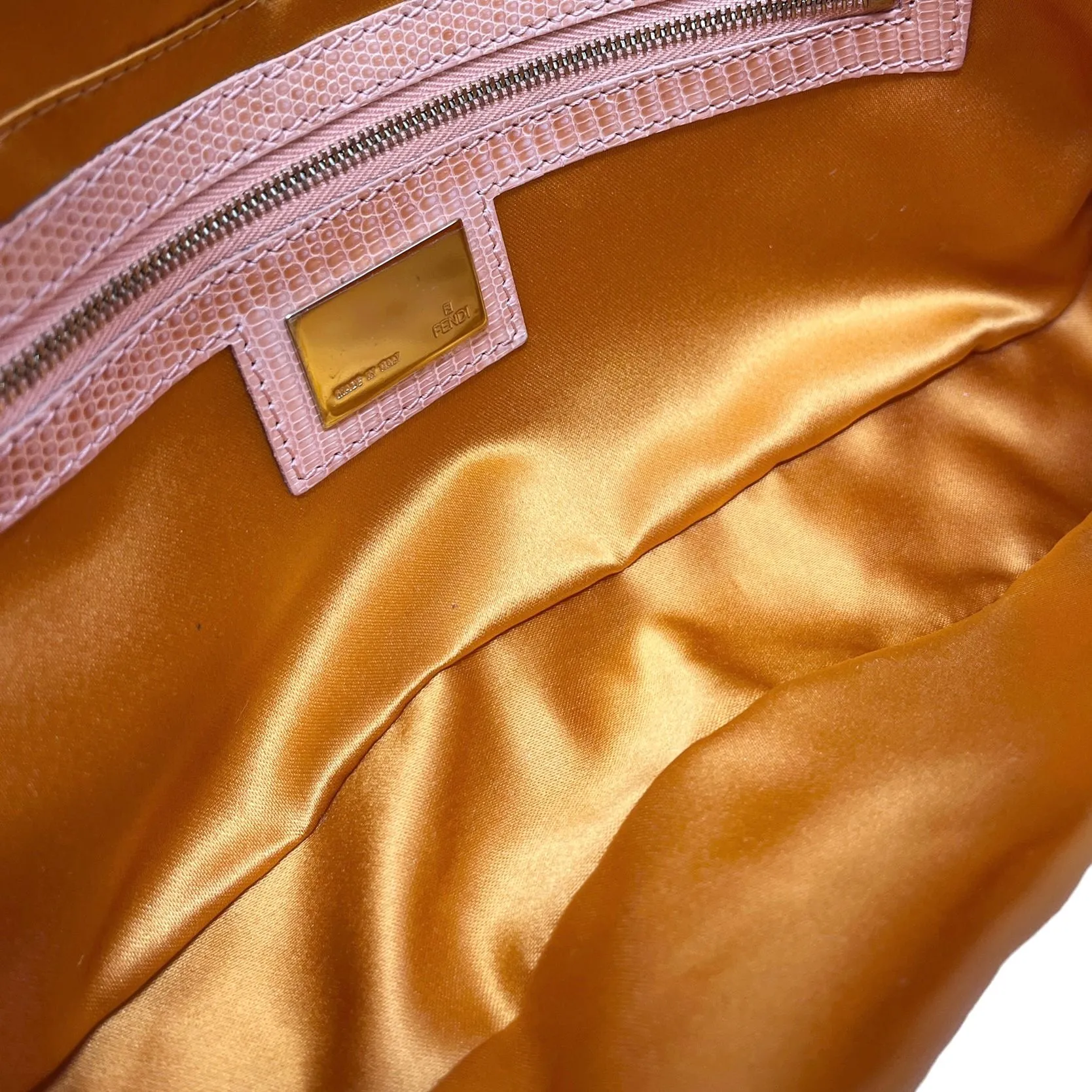 Fendi Peach Beaded Logo Baguette