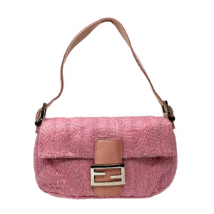 Fendi Pink Beaded Cow Print Baguette