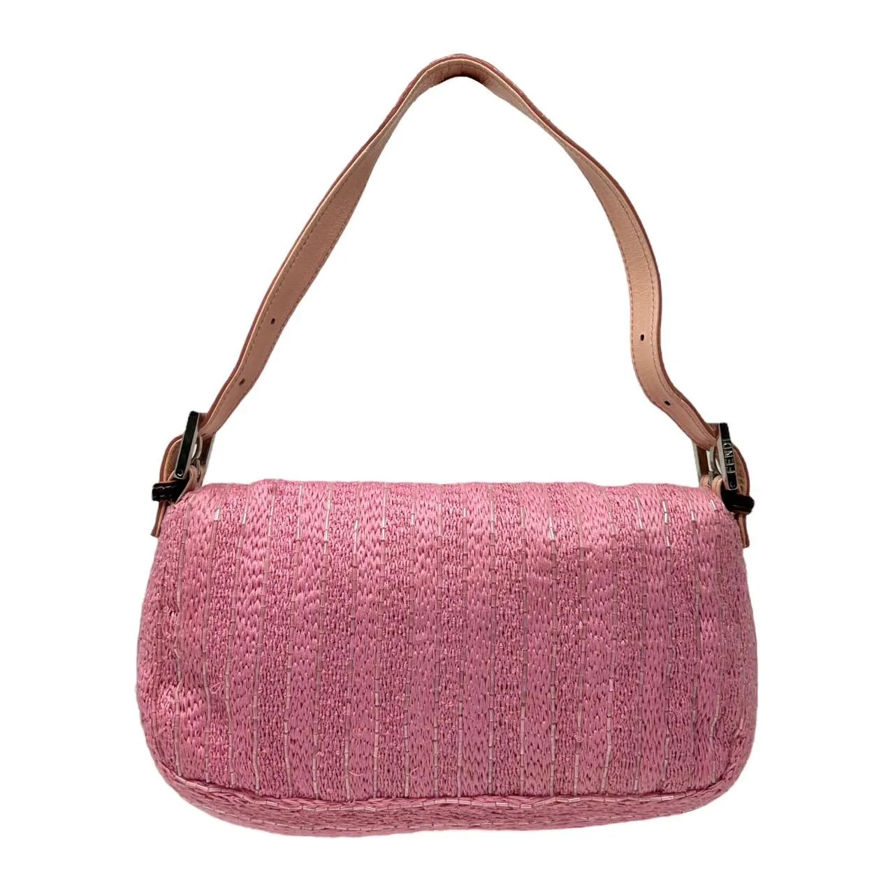 Fendi Pink Beaded Cow Print Baguette