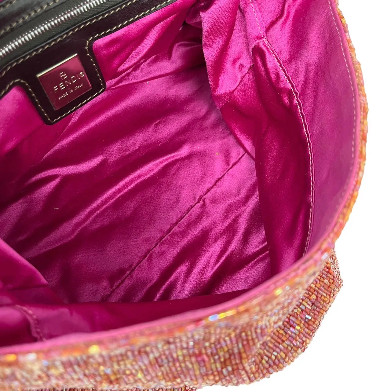 Fendi Red Beaded Mamma Baguette Bag