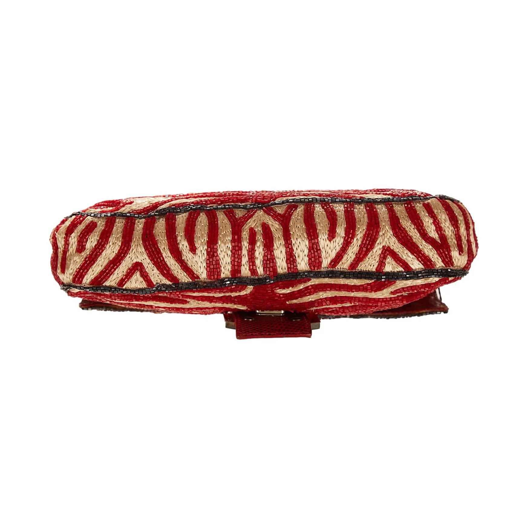 Fendi Red Zebra Beaded Baguette