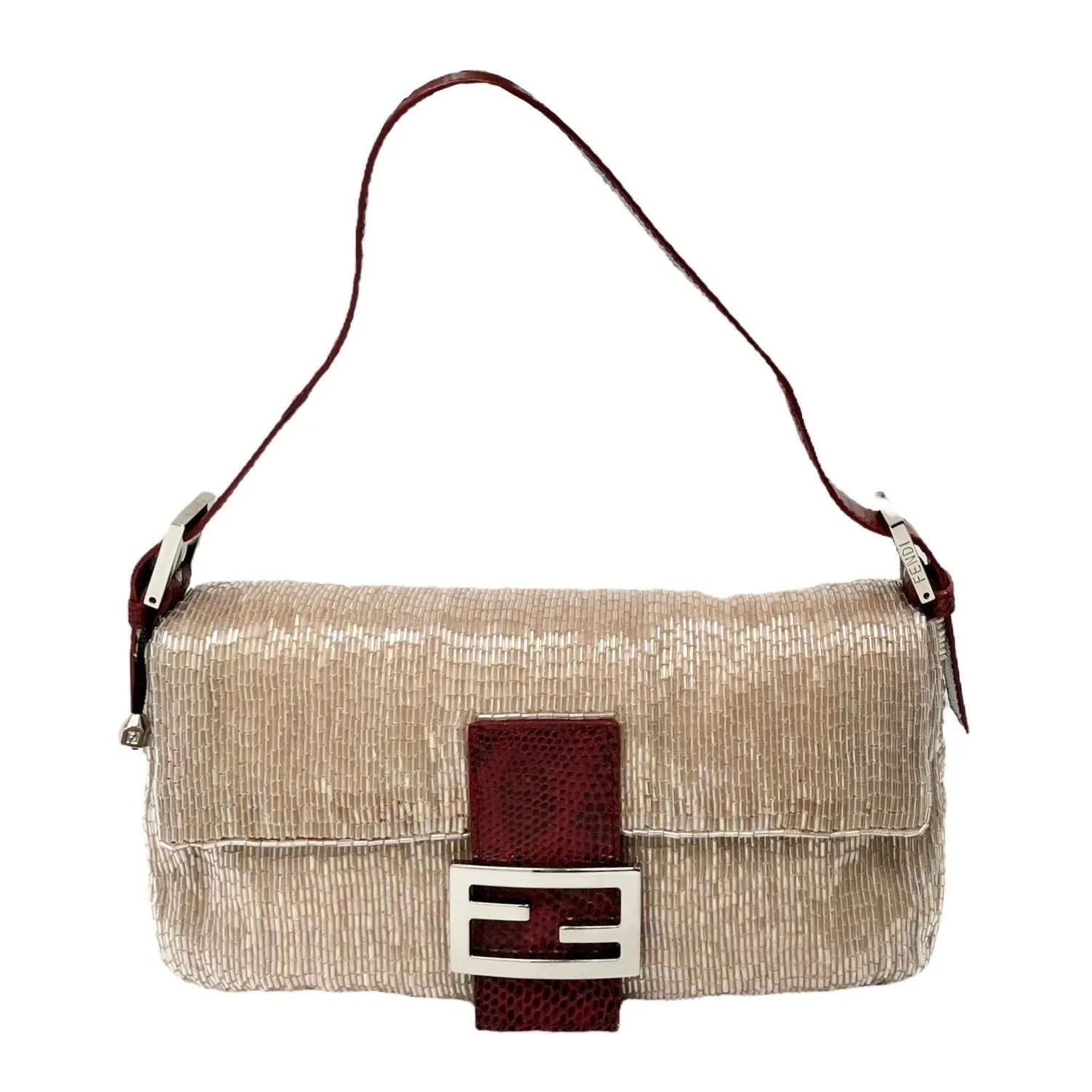 Fendi Tan Beaded Baguette