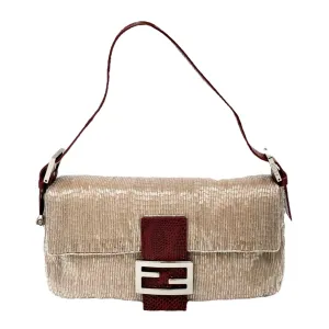Fendi Tan Beaded Baguette