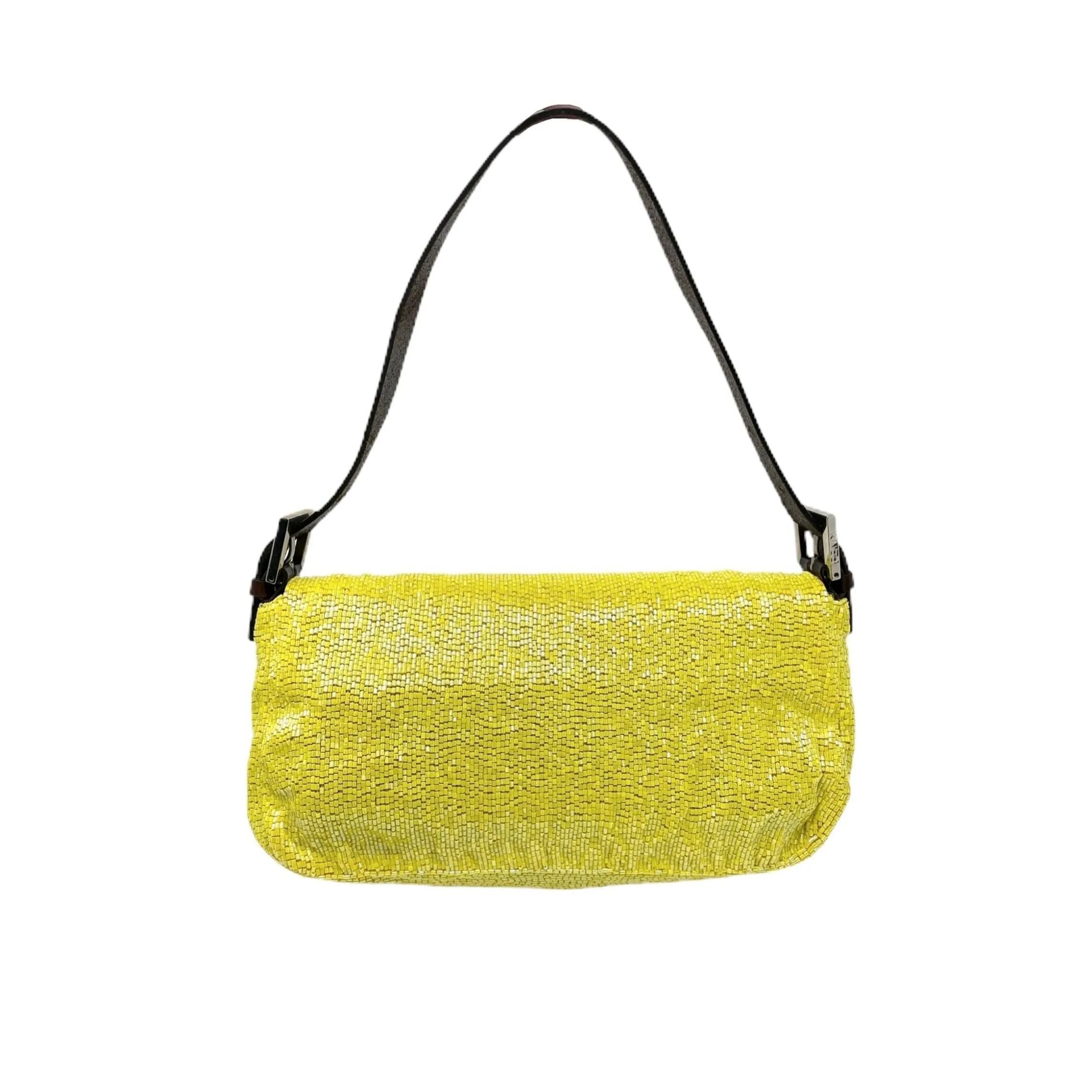 Fendi Yellow Beaded Baguette Bag