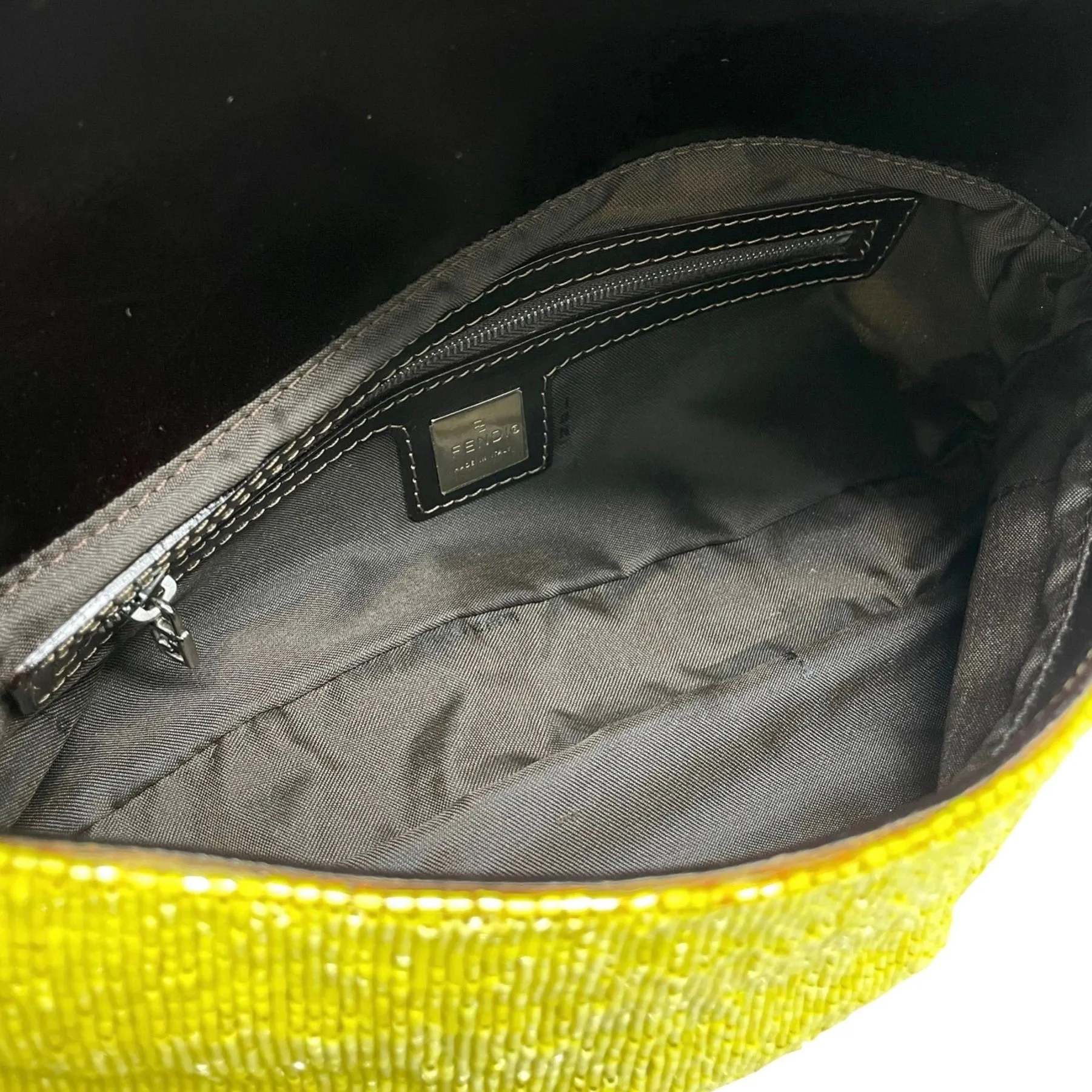 Fendi Yellow Beaded Baguette Bag