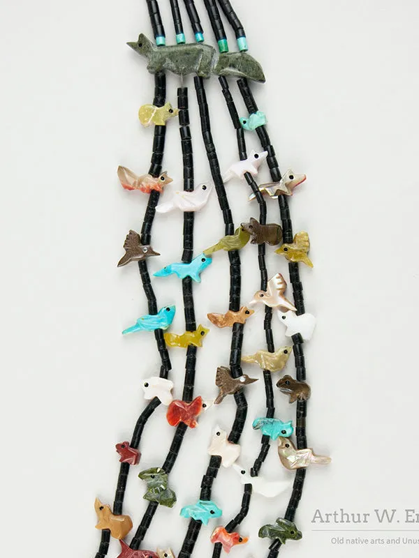Five Strand Looped Zuni Fetish Necklace
