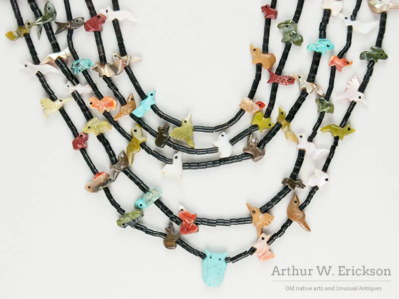 Five Strand Looped Zuni Fetish Necklace