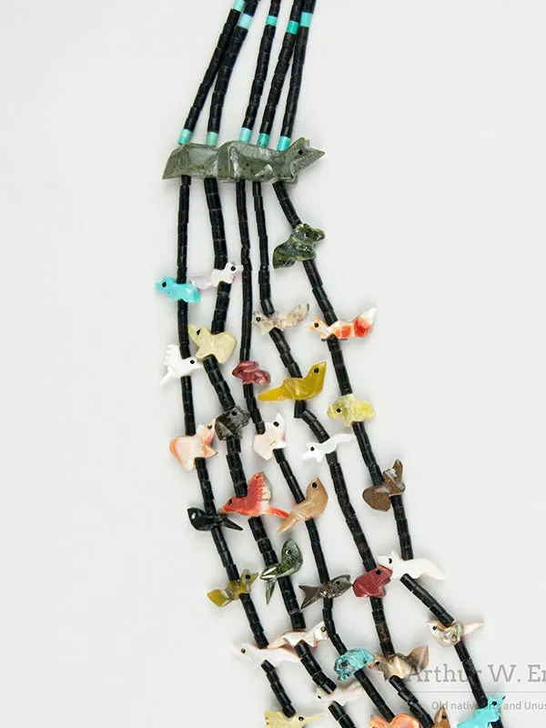 Five Strand Looped Zuni Fetish Necklace