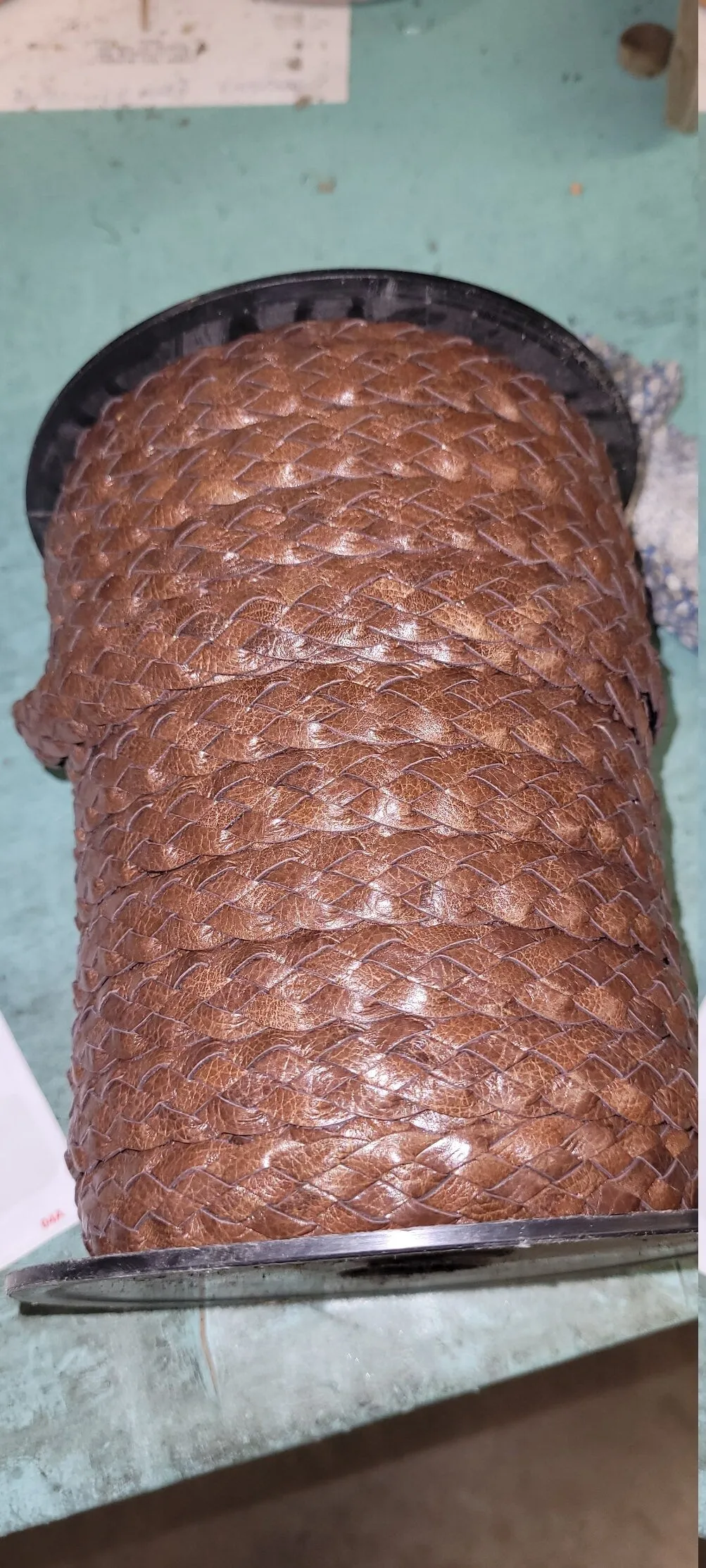Five strand vintage calf leather braid 5/8"